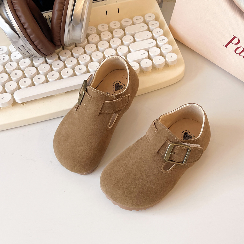 Dječje cipele u Birkenstock stilu s mekanom potplatom, Velcro zatvaranje, gornji dio nubuk kože, uložak od tekstila, unutarnja koža, potplat od tele tetive