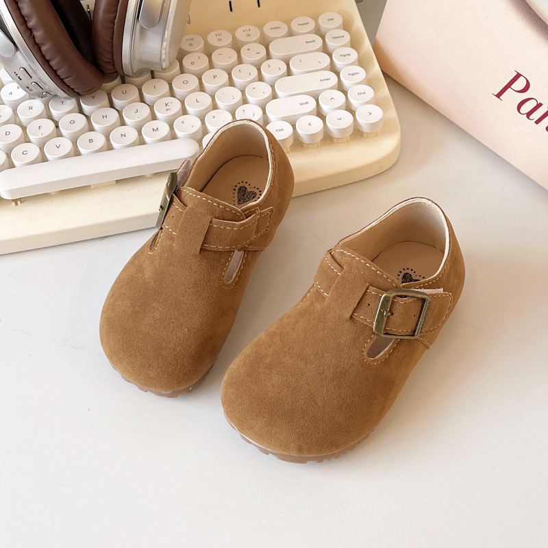 Dječje cipele u Birkenstock stilu s mekanom potplatom, Velcro zatvaranje, gornji dio nubuk kože, uložak od tekstila, unutarnja koža, potplat od tele tetive