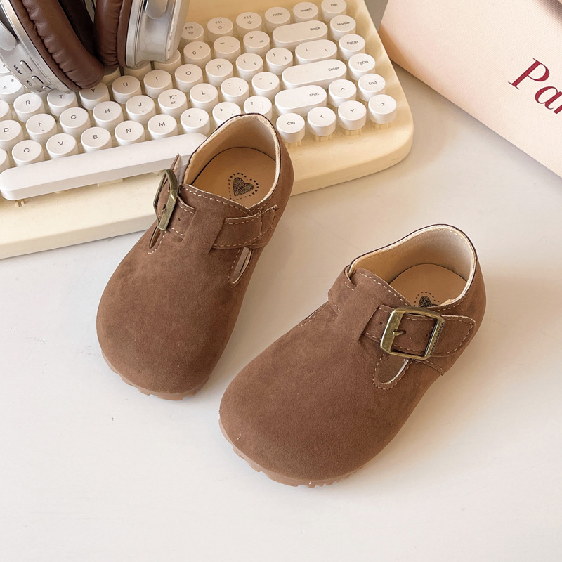 Dječje cipele u Birkenstock stilu s mekanom potplatom, Velcro zatvaranje, gornji dio nubuk kože, uložak od tekstila, unutarnja koža, potplat od tele tetive