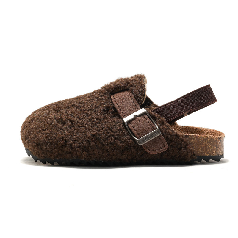 Dječje sandale od kore s toplom velurom unutrašnjom; gornji dio od flisa; gumeni đon; unisex; uzrast 1–6 godina; jesen-zima
