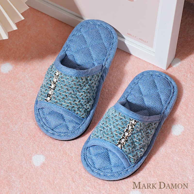 Gyerekek beltéri papucs – uniszex, pamut felső rész, talp marhaínból, vastagított kivitel, csúszásmentes és csendes, minden évszakra, koreai stílus