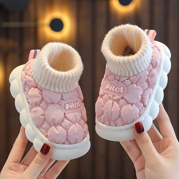 Gyerekek pamut papucsai, rajzfilmszerű stílus, pamut felső rész, PU talp, 1–3 éveseknek