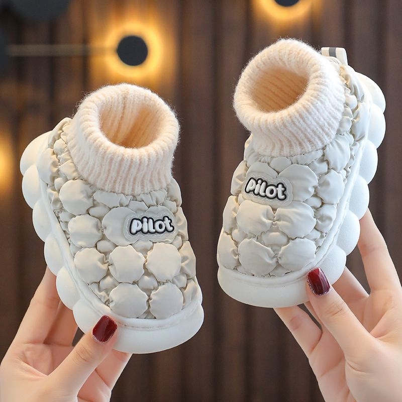 Gyerekek pamut papucsai, rajzfilmszerű stílus, pamut felső rész, PU talp, 1–3 éveseknek