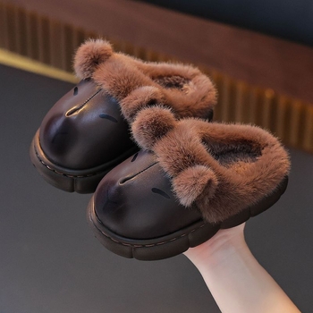 Kapibara dječje pamučne papuče za zimu, gornji dio od PU kože, vodootporne, unisex, motiv životinja, EVA đon