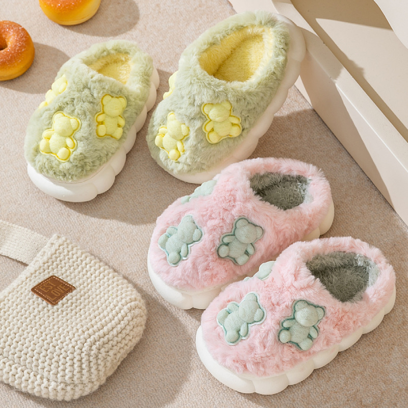 Csúszásbiztos gyerekpapucs 1–3 éveseknek, PVC talppal, aranyos beltéri papucs, melegen tartja a lábakat