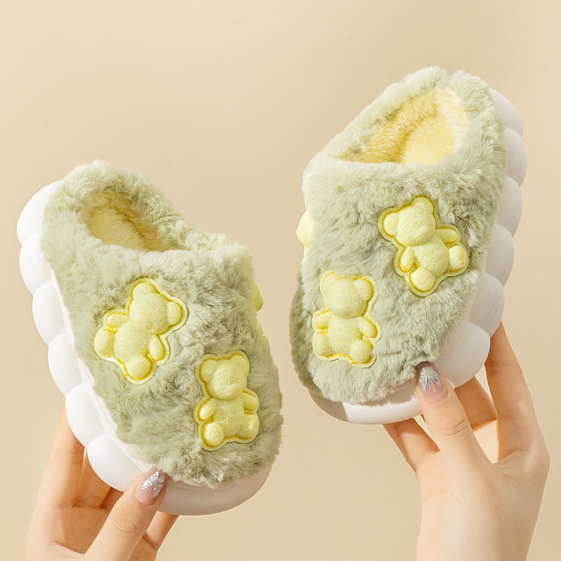 Csúszásbiztos gyerekpapucs 1–3 éveseknek, PVC talppal, aranyos beltéri papucs, melegen tartja a lábakat