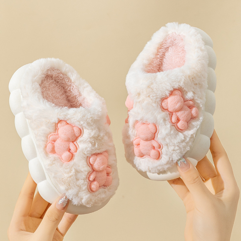 Csúszásbiztos gyerekpapucs 1–3 éveseknek, PVC talppal, aranyos beltéri papucs, melegen tartja a lábakat