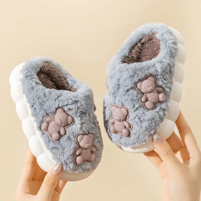 Csúszásbiztos gyerekpapucs 1–3 éveseknek, PVC talppal, aranyos beltéri papucs, melegen tartja a lábakat