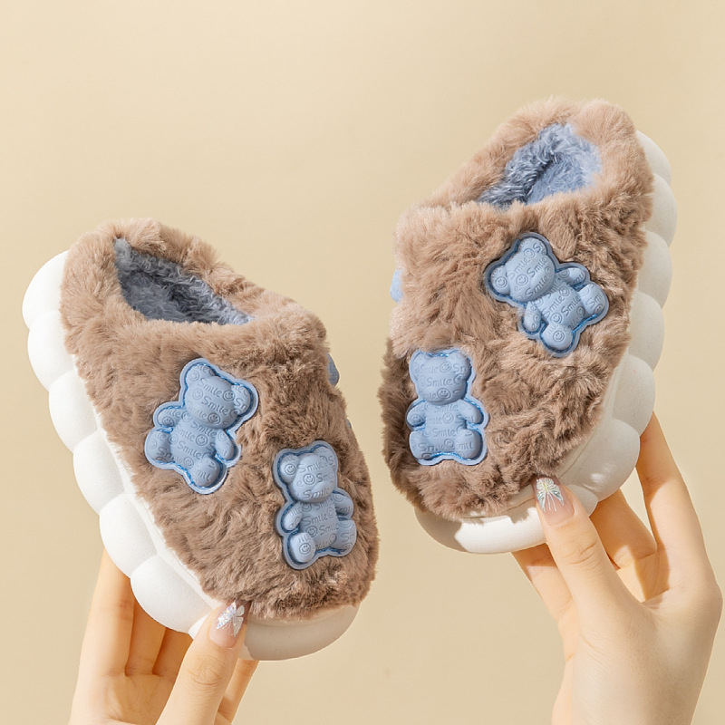 Csúszásbiztos gyerekpapucs 1–3 éveseknek, PVC talppal, aranyos beltéri papucs, melegen tartja a lábakat