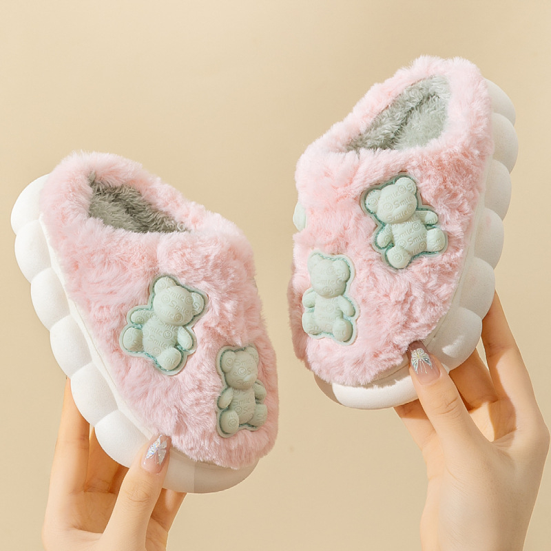 Csúszásbiztos gyerekpapucs 1–3 éveseknek, PVC talppal, aranyos beltéri papucs, melegen tartja a lábakat