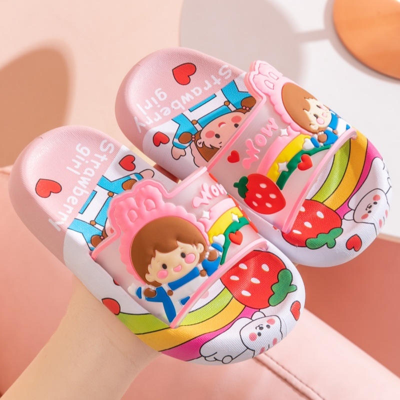 Rajzfilmmintás gyermekpapucs PVC felsőrésszel és talppal, csúszásmentes, 4–16 éveseknek