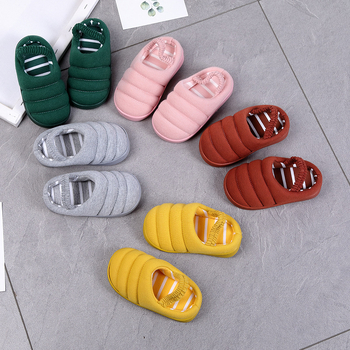 Gyerekeknek szánt pamut otthoni papucs, kötött felső rész, csúszásmentes TPR talp, melegen tart, koreai stílus, 1–12 éveseknek