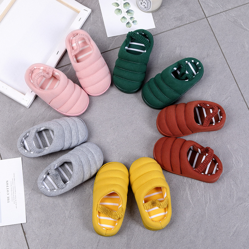 Gyerekeknek szánt pamut otthoni papucs, kötött felső rész, csúszásmentes TPR talp, melegen tart, koreai stílus, 1–12 éveseknek