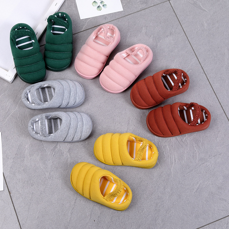 Gyerekeknek szánt pamut otthoni papucs, kötött felső rész, csúszásmentes TPR talp, melegen tart, koreai stílus, 1–12 éveseknek