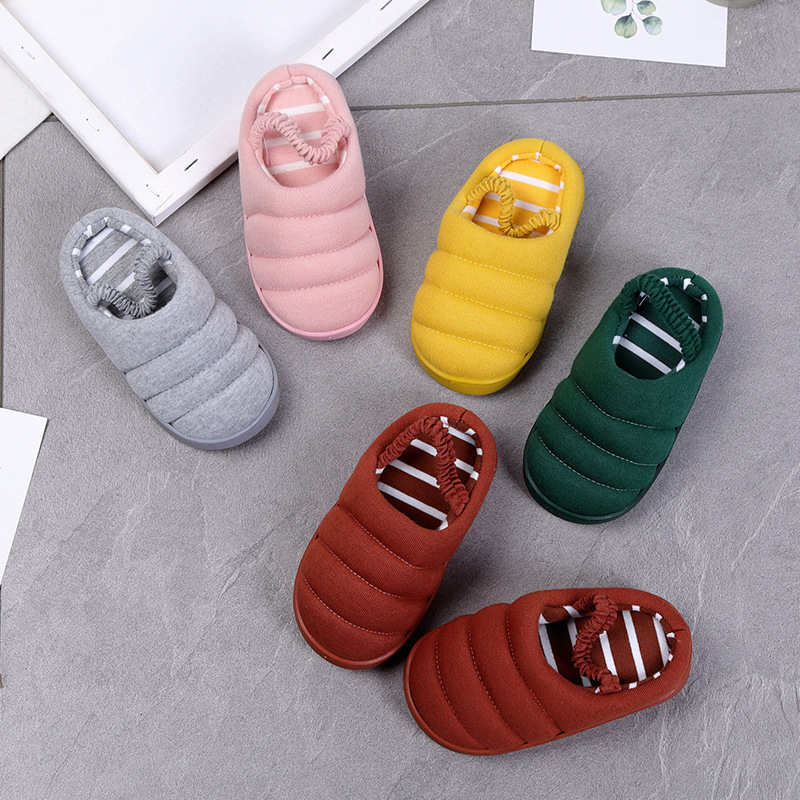Gyerekeknek szánt pamut otthoni papucs, kötött felső rész, csúszásmentes TPR talp, melegen tart, koreai stílus, 1–12 éveseknek