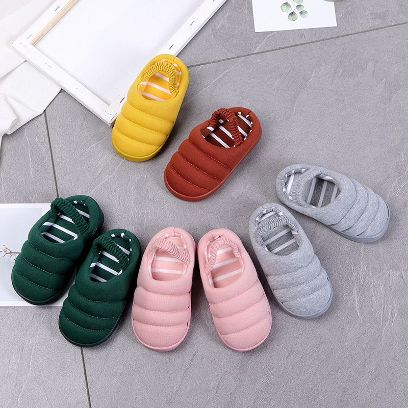 Gyerekeknek szánt pamut otthoni papucs, kötött felső rész, csúszásmentes TPR talp, melegen tart, koreai stílus, 1–12 éveseknek