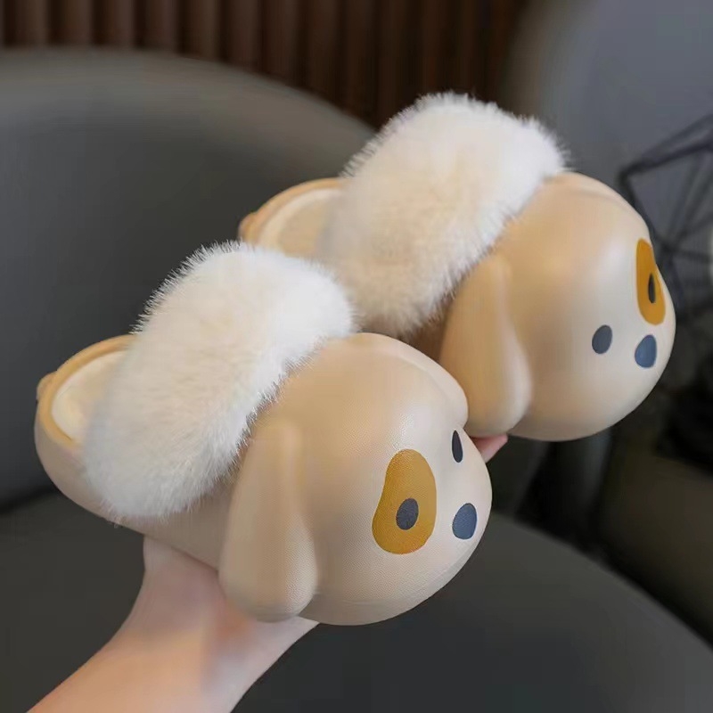 Papuci de interior pentru copii, din bumbac, Kepima, cu imprimeu desen animat, unisex, talpă EVA și căptușeală velur moale, pentru copii 4–16 ani