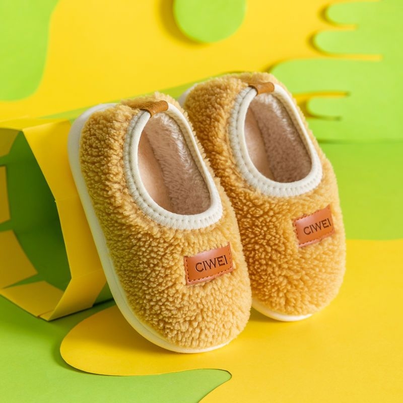 Papuci de casă din bumbac pentru copii 1-3 ani, unisex, interior iarna, talpă EVA antiderapant, imprimeu desen animat