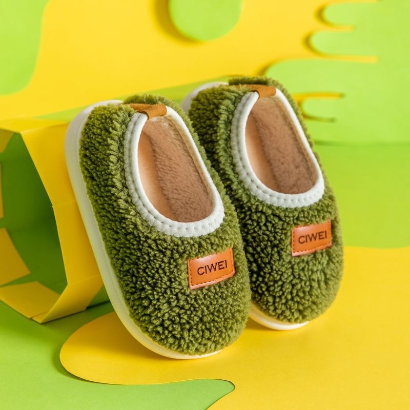 Papuci de casă din bumbac pentru copii 1-3 ani, unisex, interior iarna, talpă EVA antiderapant, imprimeu desen animat