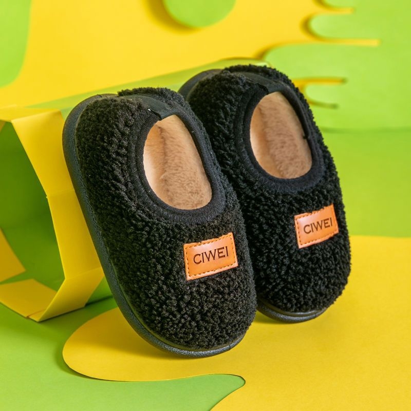 Papuci de casă din bumbac pentru copii 1-3 ani, unisex, interior iarna, talpă EVA antiderapant, imprimeu desen animat