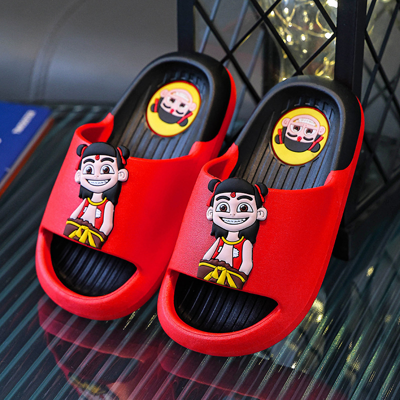 Papuci de interior pentru copii, cu imprimeu desen animat, pentru vară, PVC – partea superioară și talpa, antiderapante, pentru 1–3 și 4–6 ani