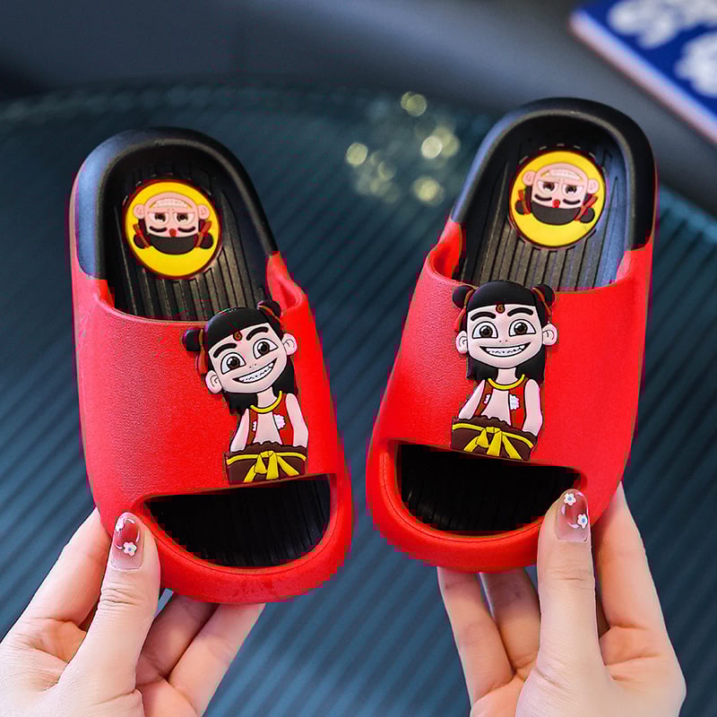 Papuci de interior pentru copii, cu imprimeu desen animat, pentru vară, PVC – partea superioară și talpa, antiderapante, pentru 1–3 și 4–6 ani