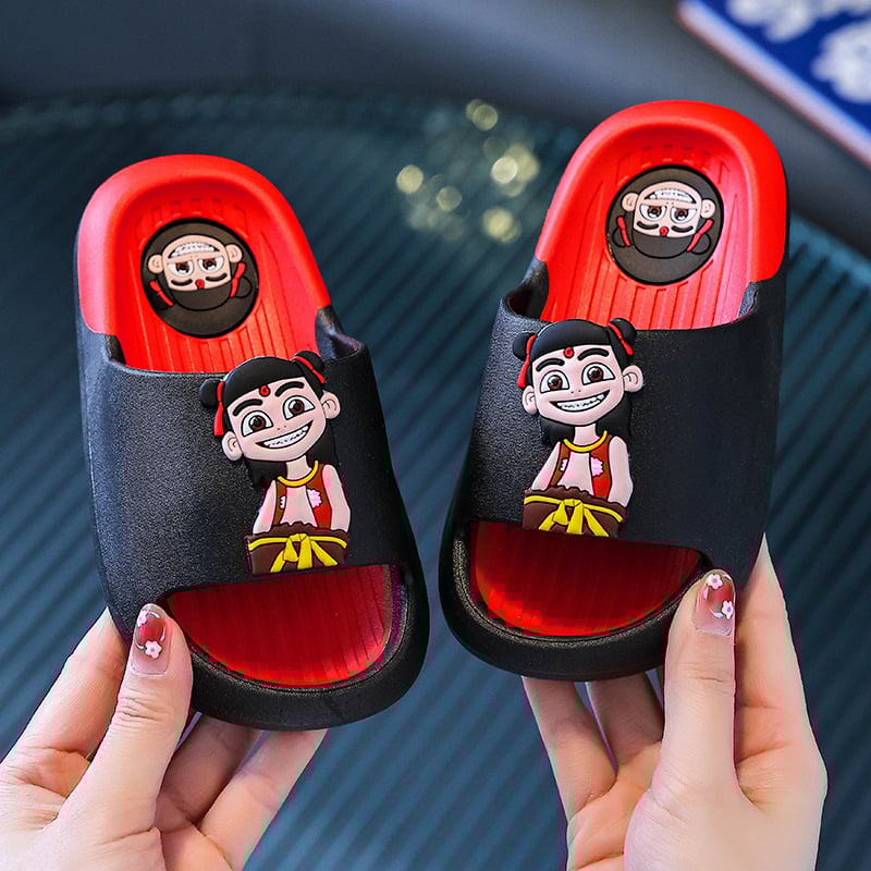 Papuci de interior pentru copii, cu imprimeu desen animat, pentru vară, PVC – partea superioară și talpa, antiderapante, pentru 1–3 și 4–6 ani