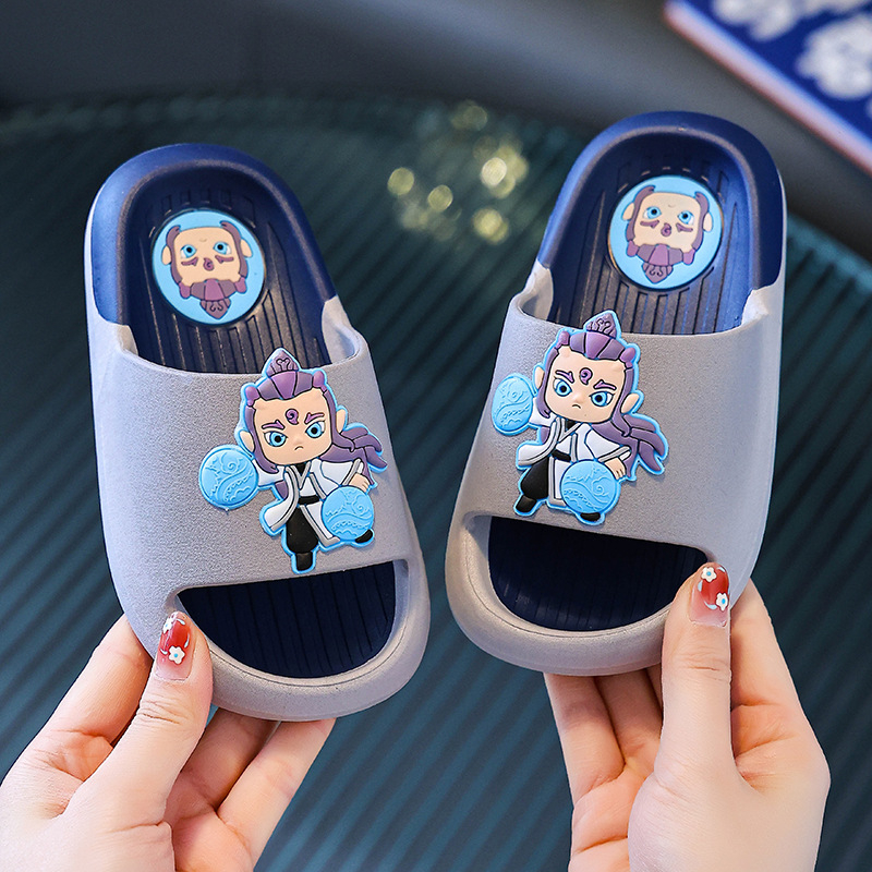 Papuci de interior pentru copii, cu imprimeu desen animat, pentru vară, PVC – partea superioară și talpa, antiderapante, pentru 1–3 și 4–6 ani