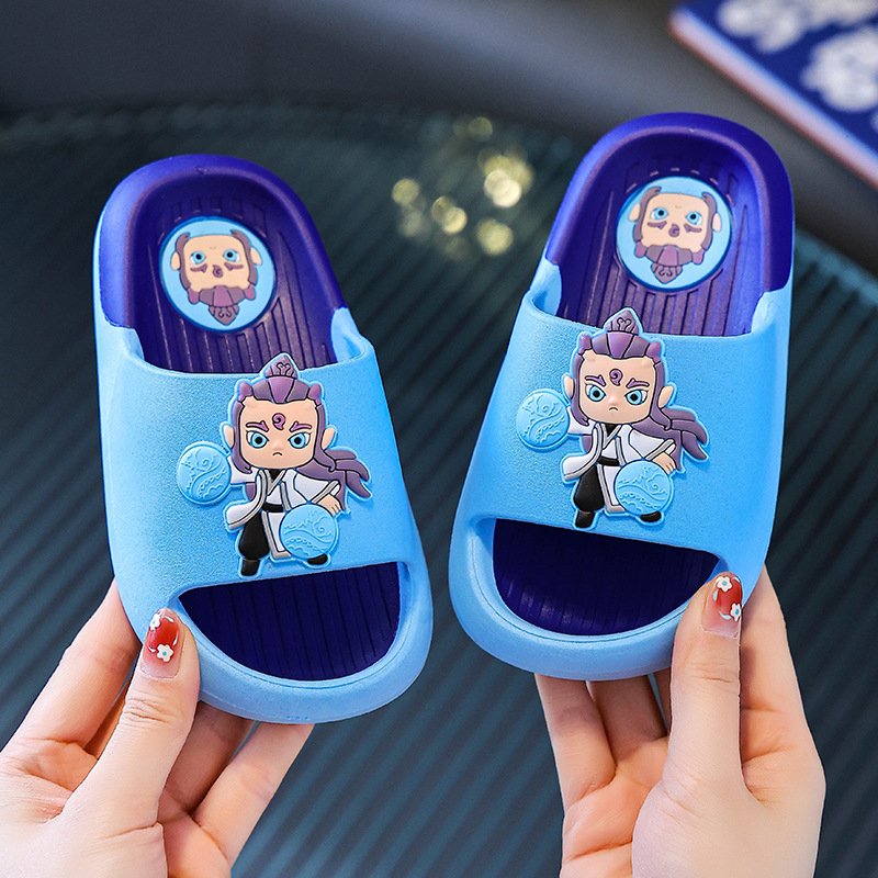 Papuci de interior pentru copii, cu imprimeu desen animat, pentru vară, PVC – partea superioară și talpa, antiderapante, pentru 1–3 și 4–6 ani