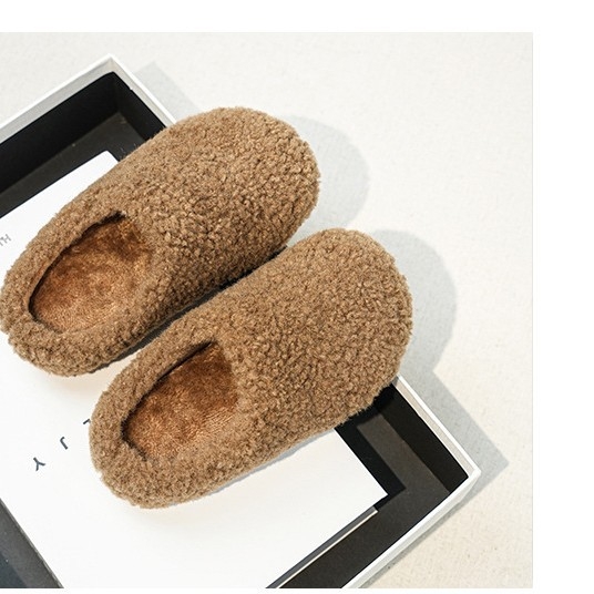 Papuci de copii, stil coreean, căptușeală din lână de miel, partea superioară velur, talpă din cauciuc, iarnă 2025