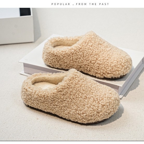 Papuci de copii, stil coreean, căptușeală din lână de miel, partea superioară velur, talpă din cauciuc, iarnă 2025