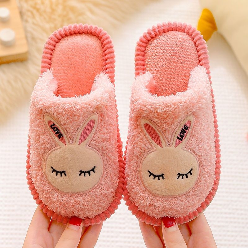 Papuci interior din bumbac pentru copii, cu iepuraș desene animate, talpă PVC, pentru copii 1–3 ani