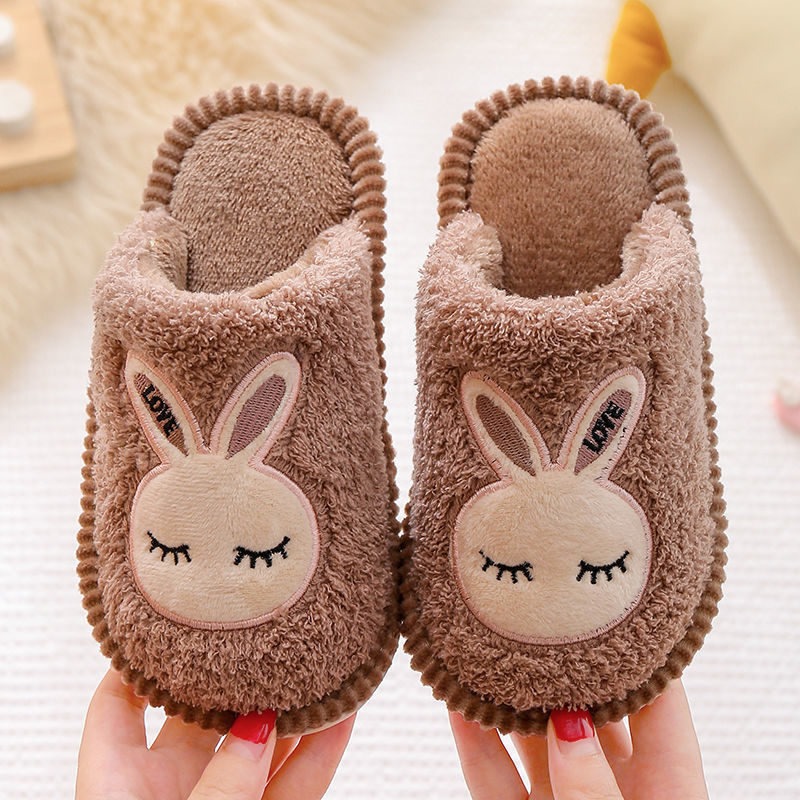 Papuci interior din bumbac pentru copii, cu iepuraș desene animate, talpă PVC, pentru copii 1–3 ani