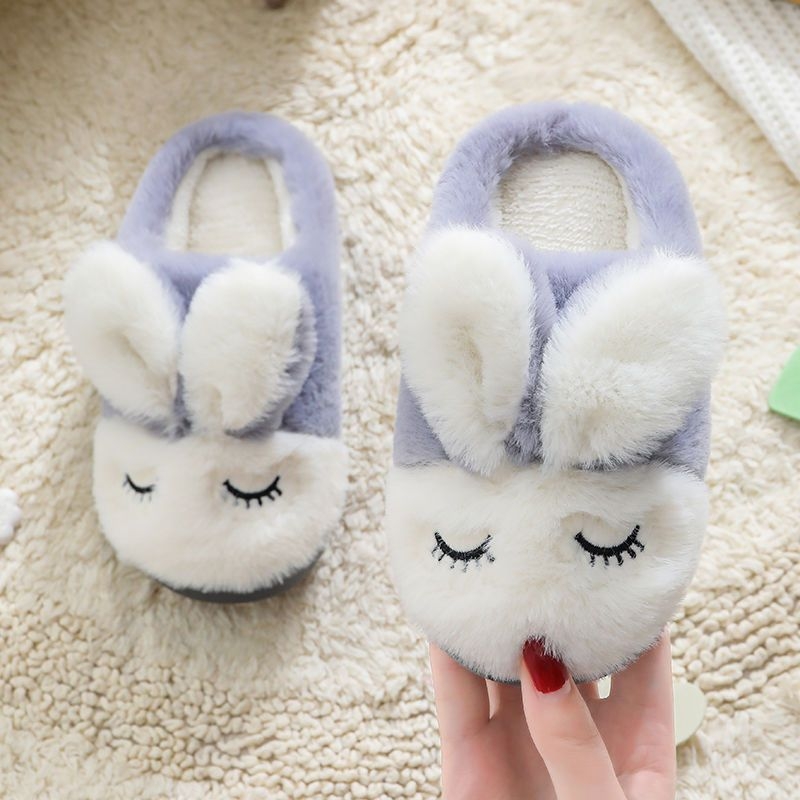 Papuci interior din bumbac pentru copii, cu iepuraș desene animate, talpă PVC, pentru copii 1–3 ani