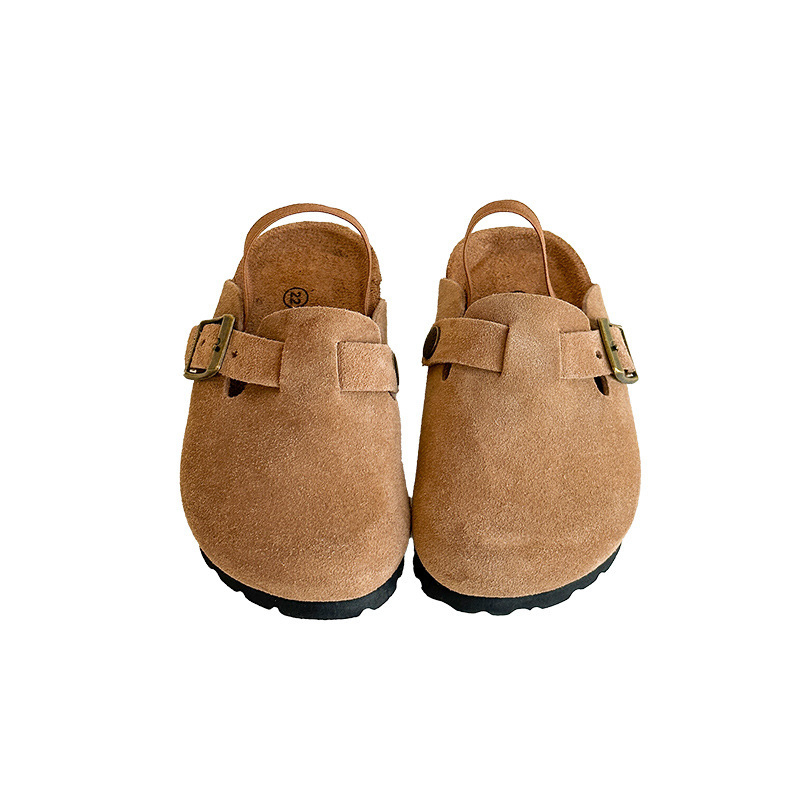 Ruizu papuci Cork pentru copii, stil K, partea superioară nubuc frosted, talpă din cauciuc, culoare solidă, unisex pentru copii 1–3 și 4–6 ani, lansare toamnă 2024, primăvară-toamnă (Brand: Ruizu; Superior: nubuk; Categorie: papuci Cork; Stil: K-style; Tal