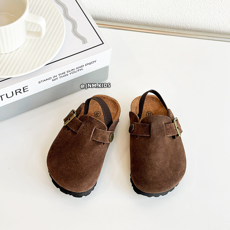 Ruizu papuci Cork pentru copii, stil K, partea superioară nubuc frosted, talpă din cauciuc, culoare solidă, unisex pentru copii 1–3 și 4–6 ani, lansare toamnă 2024, primăvară-toamnă (Brand: Ruizu; Superior: nubuk; Categorie: papuci Cork; Stil: K-style; Tal