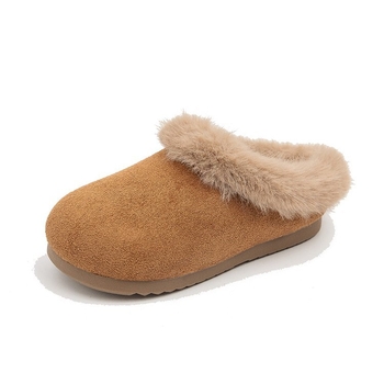 Papuci de casă pentru copii, căptușiți cu blăniță, exterior din piele sintetică, talpă din cauciuc, pentru iarnă