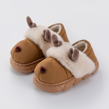 Papuci de interior din catifea pentru copii, cu model animale, căptușeală plușată, talpă EVA, pentru 1–3 ani, Iarna 2025