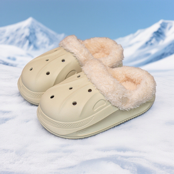 Papuci de casă pentru copii, iarnă, EVA, unisex, pentru copii 4–16 ani, căptuți cu fleece, impermeabili, culoare solidă