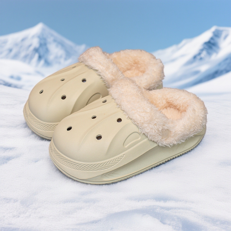 Papuci de casă pentru copii, iarnă, EVA, unisex, pentru copii 4–16 ani, căptuți cu fleece, impermeabili, culoare solidă