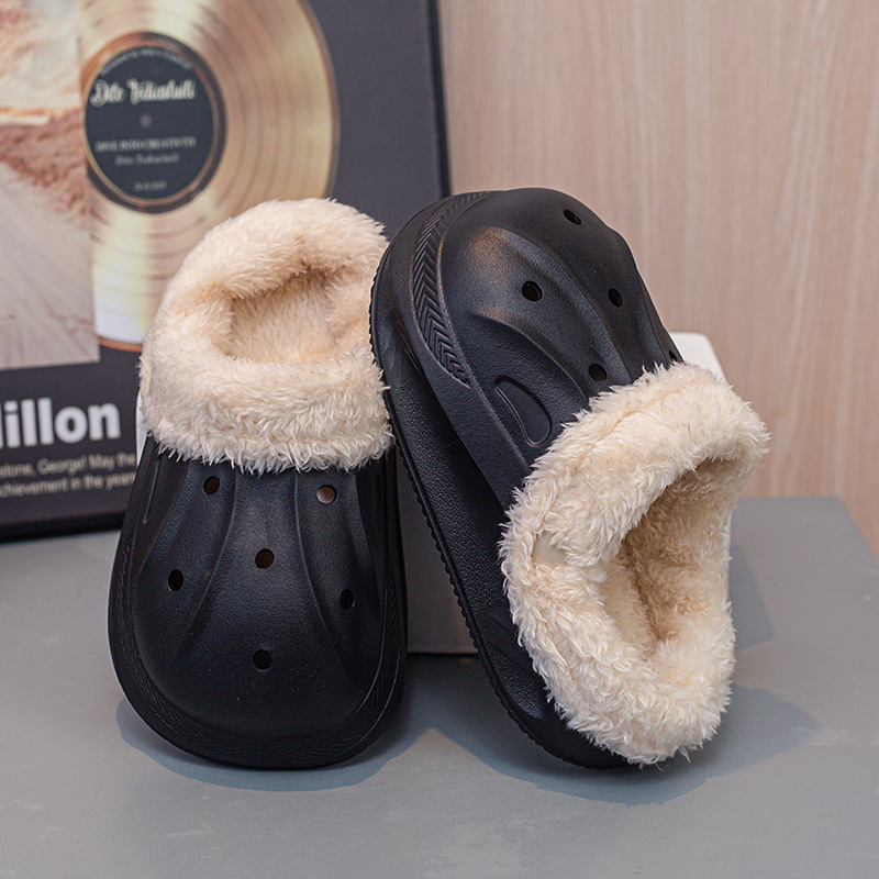 Papuci de casă pentru copii, iarnă, EVA, unisex, pentru copii 4–16 ani, căptuți cu fleece, impermeabili, culoare solidă