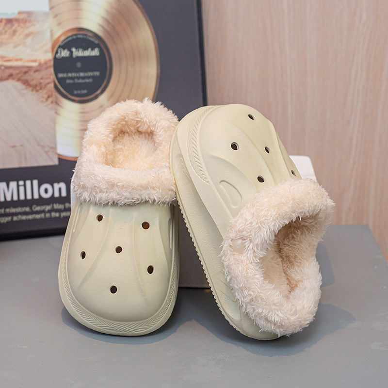 Papuci de casă pentru copii, iarnă, EVA, unisex, pentru copii 4–16 ani, căptuți cu fleece, impermeabili, culoare solidă