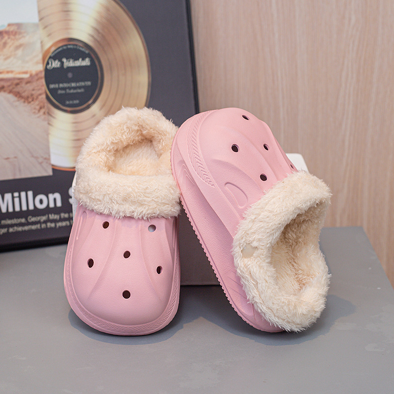 Papuci de casă pentru copii, iarnă, EVA, unisex, pentru copii 4–16 ani, căptuți cu fleece, impermeabili, culoare solidă