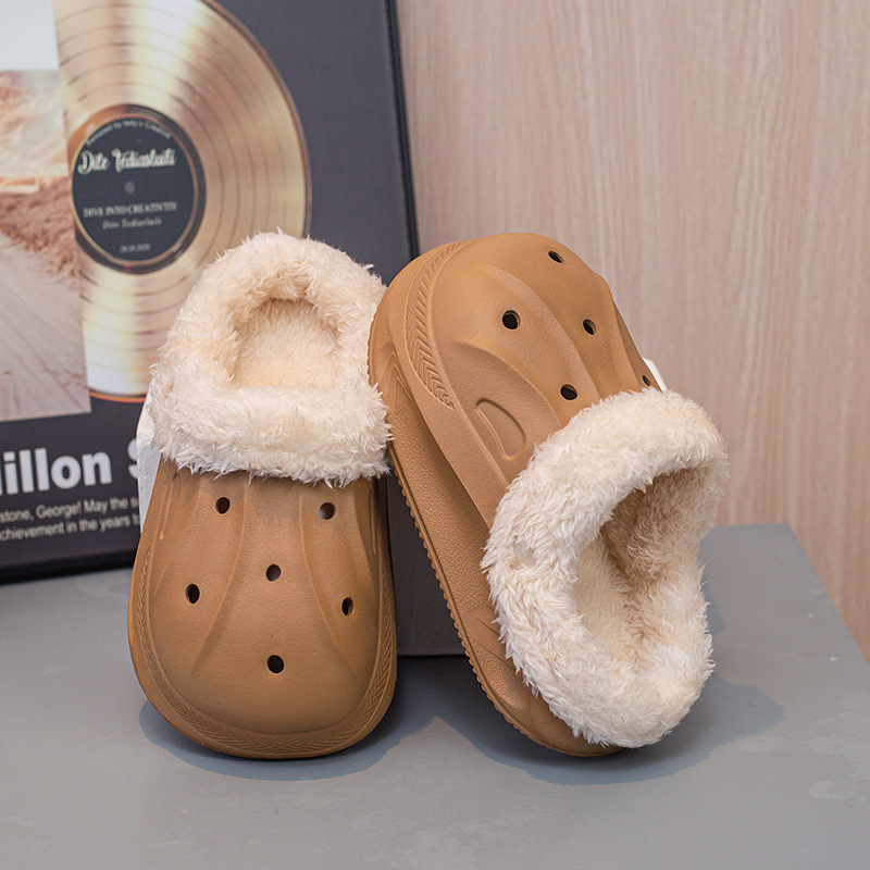 Papuci de casă pentru copii, iarnă, EVA, unisex, pentru copii 4–16 ani, căptuți cu fleece, impermeabili, culoare solidă