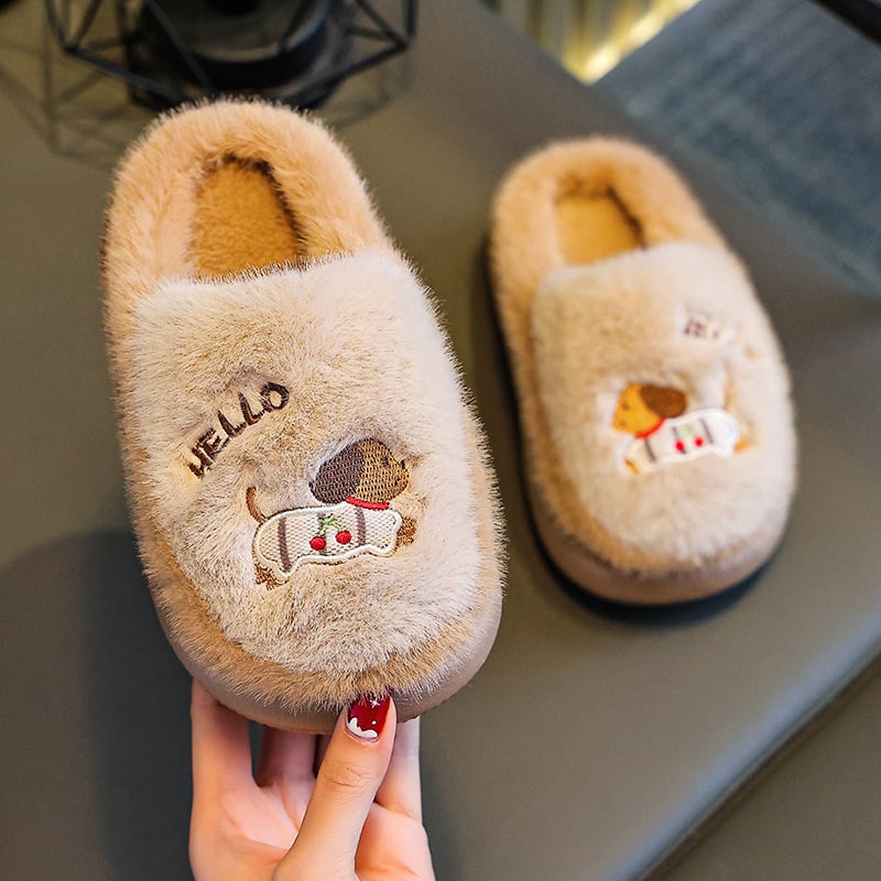 Zimske dječje pamučne papuče s crtanim motivom, protuklizne, tople, unisex za djecu 1–3 godine, stil roditelj-dijete