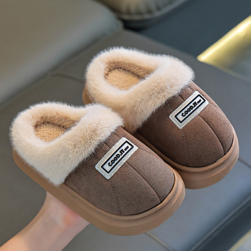 Dječje pamučne papuče za kuću, zimski model 2025, unisex, EVA potplat protiv klizanja, fleecem obloga