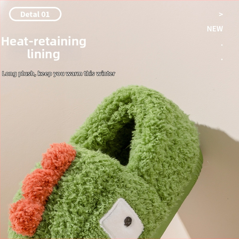 Dječje pamučne papuče s dizajnom dinosaura; gornji dio od Osmanthus velura; potplat TPR; tople za zimu; za uzrast 4-6 godina