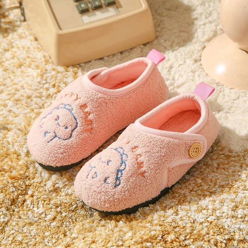 Dječje papuče od pamuka s plišanim unutrašnjim dijelom, životinjski uzorak, TPR potplat, zatvaranje na Velcro (uzrast 1–12 godina)