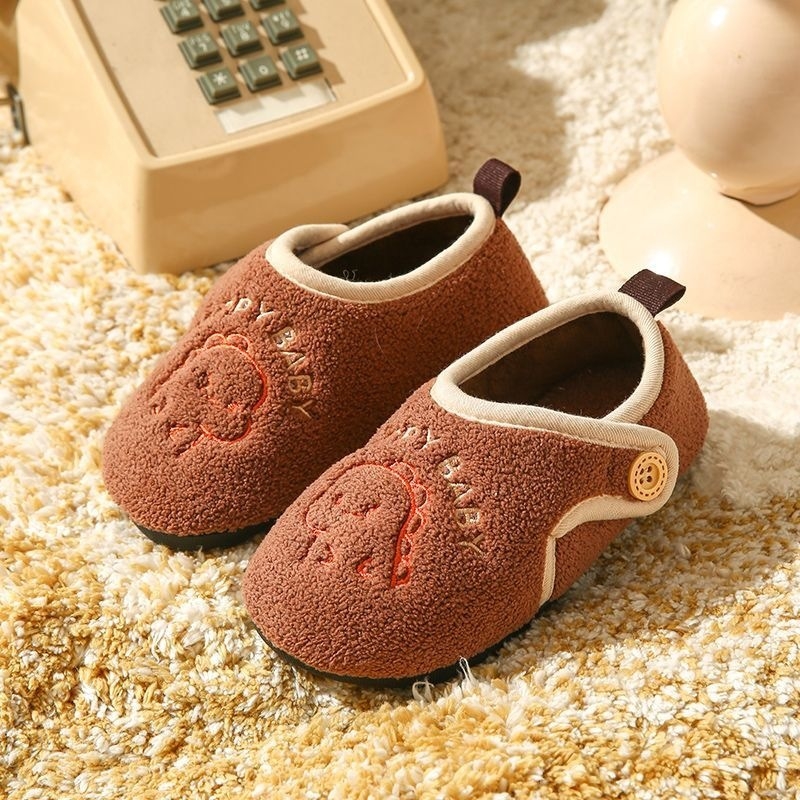 Dječje papuče od pamuka s plišanim unutrašnjim dijelom, životinjski uzorak, TPR potplat, zatvaranje na Velcro (uzrast 1–12 godina)