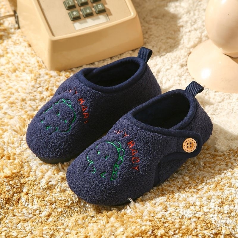 Dječje papuče od pamuka s plišanim unutrašnjim dijelom, životinjski uzorak, TPR potplat, zatvaranje na Velcro (uzrast 1–12 godina)